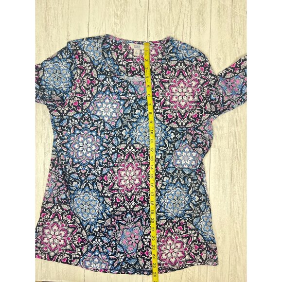 Croft & Barrow Womens Small Floral Print 3/4 Tie Sleeve Blouse - Picture 4 of 14